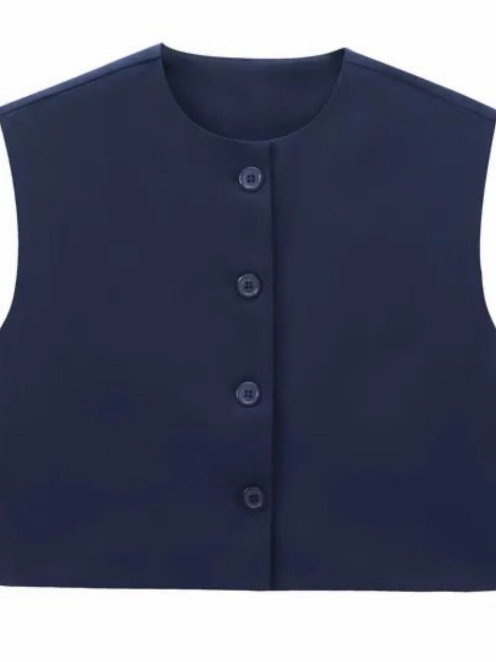 Zara Navy Button-Front Women's cropped Vest